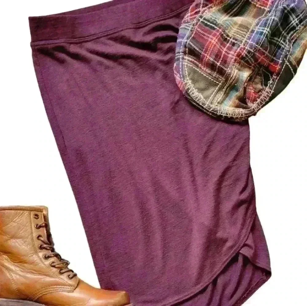 Wilfred free burgundy jersey side ruched pencil skirt small